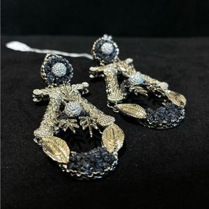 Handcrafted crush stones earrings, Pakistani Indian earrings, formal jewelry